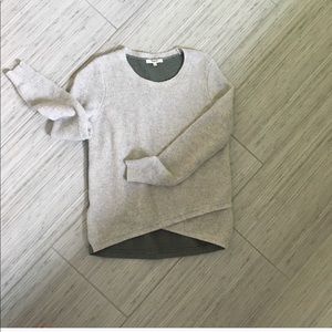 Madewell hi-Lo sweater - cozy grey and sage color